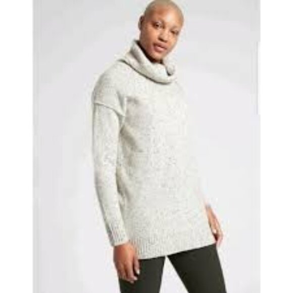 Athleta Bayshore Wool/Cashmere Sweater Turtleneck Cream/Speckled Oversized M - Picture 3 of 9